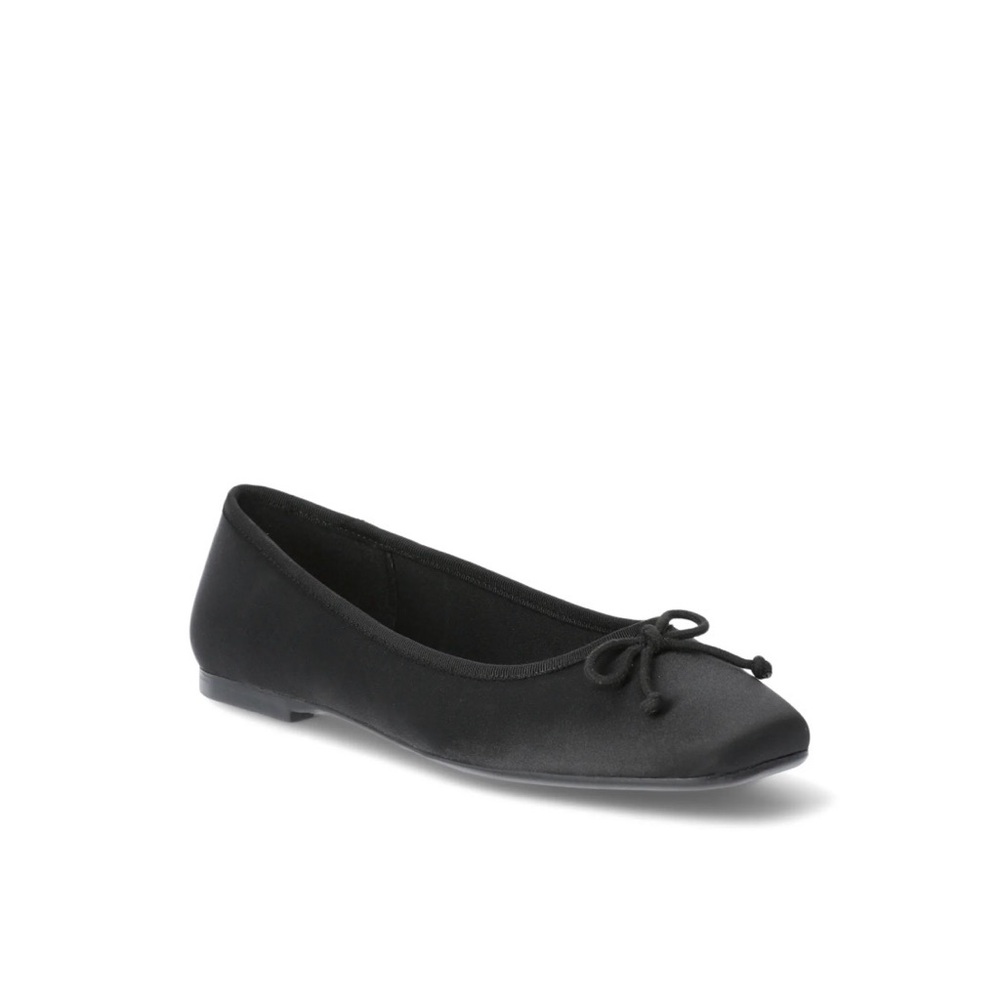 Scoop Black Satin Square Toe Ballet Flats Women’s Size 7
